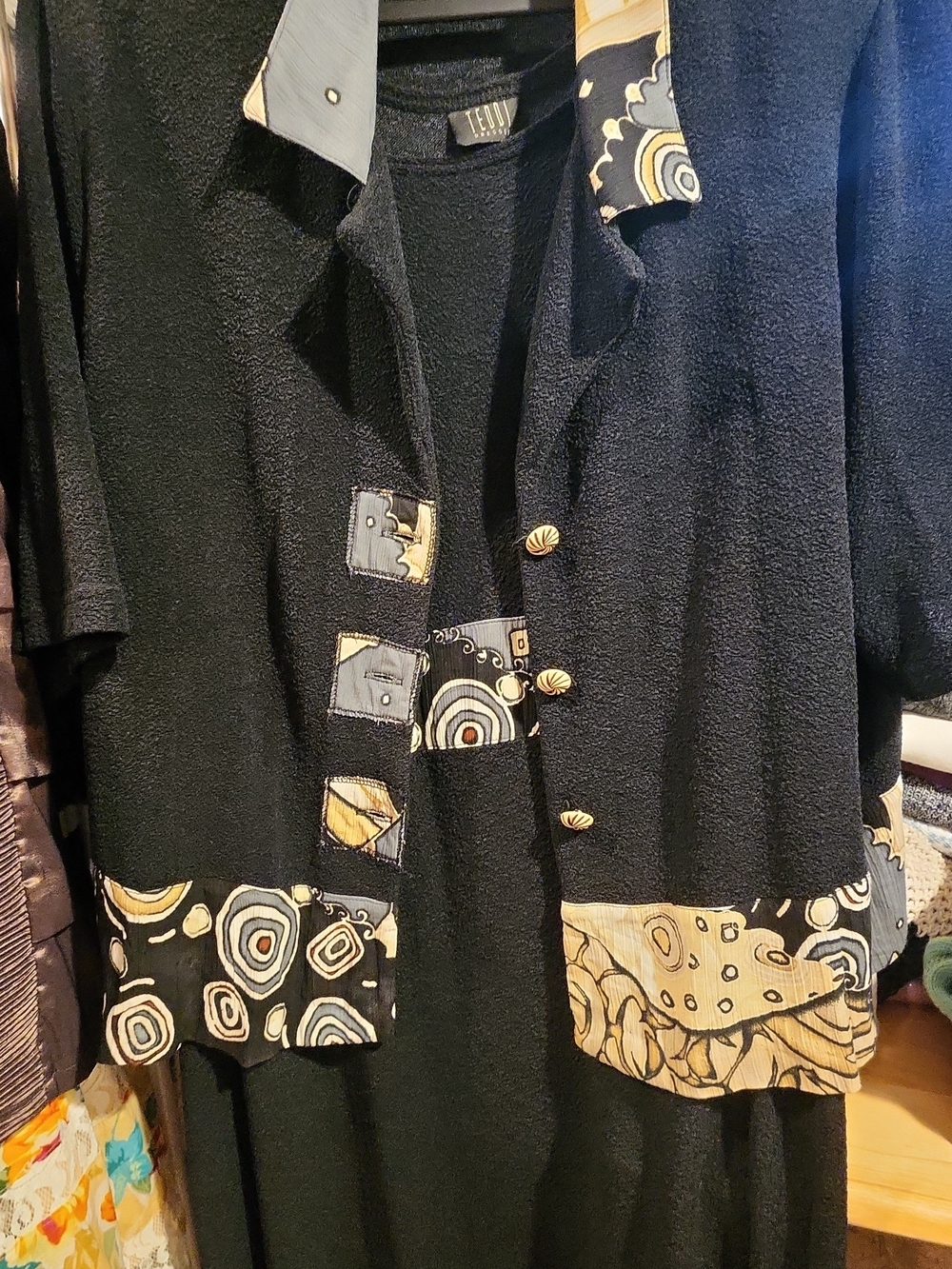 Teddi Black Blazer with Gold and Cream Patterned Accents